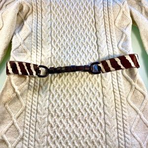 Vintage Talbots Brown and White Animal Print Belt